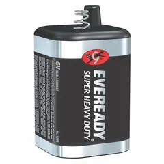 This 6V lantern battery uses carbon zinc chemistry and has a 1 Ah capacity. It measures 4.1 inches in height, 2.6 inches in width, and 2.6 inches in depth. The spring terminals provide secure connections in compatible devices. Typical applications include powering portable lanterns, camping lights, and emergency lighting.