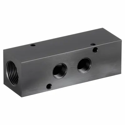 PNEUMADYNE Pipe Manifold Fitting: Inline, NPT x NPT, Rectangle, Aluminum, 3/4 in NPT - Air & Fluid Block Manifolds