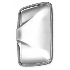 This rectangular flat mirror is designed for the passenger side of driver/passenger vehicles. It measures 10 inches by 6-1/2 inches and is non-heated and non-motorized. Commonly used on trucks, vans, and commercial vehicles to provide a wide-angle view and reduce blind spots.