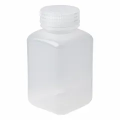 Polypropylene Rectangular Lab Bottle, 250 mL, PPCO, Colorless, 42 mm Screw Closure