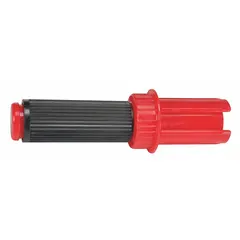 This reusable mini wrap handle is designed for manual stretch wrap applications. It accepts rolls with a minimum width of 4 inches and a maximum width of 24 inches, fitting a 1 1/2-inch core size. The dispenser supports 5x1.5-inch roll dimensions for efficient wrapping of pallets and industrial loads.