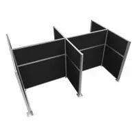 This modular cubicle wall system consists of eight fabric panels in black, forming an overall width of 48 inches by 72 inches and a height of 72 inches. The fabric panels provide visual privacy and sound absorption in open-plan offices, healthcare facilities, or industrial workstations