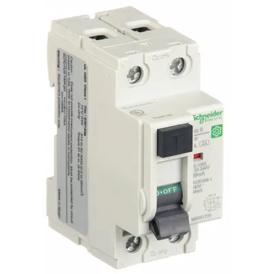 IEC Supplementary Protector: 25 A Amps, 240V AC, 26 mA Rated Residual Current - UL1053 DIN Rail-Mount Ground Fault Protectors