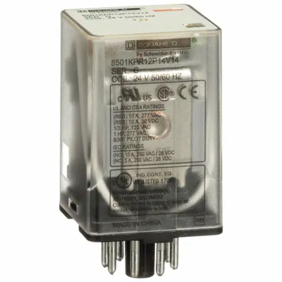SCHNEIDER General Purpose Relay: Socket Mounted, 10 A Current Rating, 24V AC, DPDT - Socket-Mounted Relays
