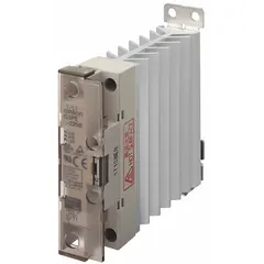 OMRON G3PE-225B DC12-24 is a phototriac AC-output solid state relay with Form A switch configuration. It mounts on DIN rail or surface with screw clamp terminals. Finger-safe design. Input current 17.4 to 35 A DC; output voltage 120 to 240V AC; maximum output current without heat sink 25 A. Used for switching AC loads in industrial control panels, HVAC, and process automation.