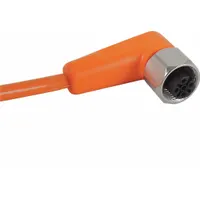 Cordset: M12 Female Right Angle X Bare Wire, 5 Pins, Orange, PVC, 10 m Cable Lg, 4 A Max Current (A) (MPN EVT005)