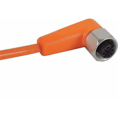 IFM Cordset: M12 Female Right Angle X Bare Wire, 5 Pins, Orange, PVC, 10 m Cable Lg - Single-Ended Cordsets with PVC Jacket for Flexing Applications