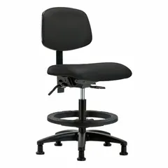 Vinyl Lab Chair, Armless, Adjustable Height 21-28 1/4 in, Nylon Base, Foot Support