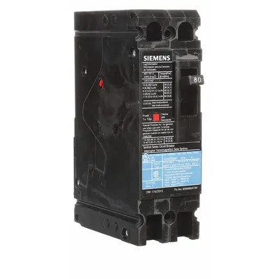 Siemens Molded Case Circuit Breaker: 80 A Amps, 18kA at 480V AC, Fixed, Load Side Lug - ED-Frame Siemens Molded Case Circuit Breakers