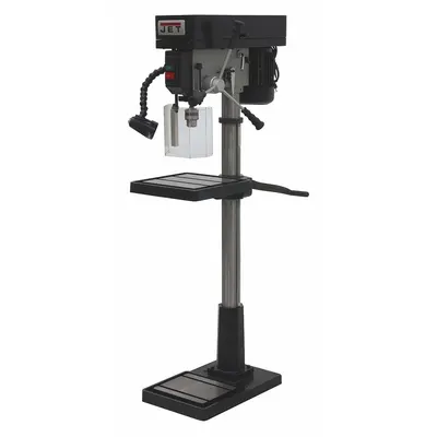 JET Floor Drill Press: Belt Drive, Fixed Speed, 350 RPM – 2,800 RPM, 115/230V AC /Single-Phase - Floor Stand Drill Presses with Manual Downfeed