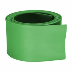 Green heat shrink tubing with 3 in inner diameter before shrinking and 1.5 in after shrinking, supplied in 4 ft lengths. Used for insulating and color-coding electrical cables, wires, and connections in industrial, commercial, and utility applications.