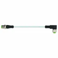 Cordset: M12 Male Straight X M12 Female Right Angle, 4 Pins, Gray, PUR, 3 m Cable Lg (MPN 7000-40121-2340300)