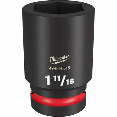 MILWAUKEE Deep Impact Socket: 1 in Drive Size, SAE, 1 11/16 in Socket Size, 6-Point - 1" Drive Impact Sockets