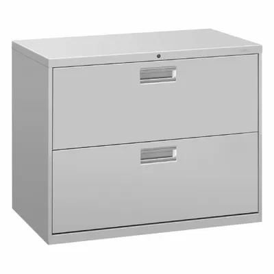 HON Lateral File Cabinet with Drawer: Light Gray, 2 Drawers, 28 in Overall Ht - Lateral File Cabinets