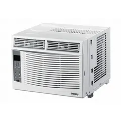 Residential-grade window air conditioner for cooling only. Delivers 6000 BtuH cooling capacity. Operates on 115V AC with NEMA 5-15P plug. Fixed chassis dimensions: 12 in x 16 in x 15 in. Combined Energy Efficiency Ratio (CEER) rating of 12.1. Suitable for cooling small rooms such as bedrooms or home offices.