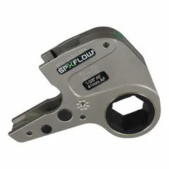 Steel torque wrench cassette with hex drive, delivering 5,389 N-m (3,975 ft-lb) of torque and a maximum capacity of 3 1/8 in. Designed for low-profile hydraulic operation in confined spaces. Suitable for tightening or loosening hex fasteners in industrial bolting applications.
