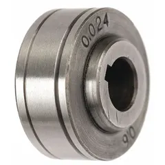 V-groove drive roll designed for 0.035 in solid wire, compatible with ESAB Fabricator 211i series welders. Ensures consistent wire feeding during MIG welding for fabrication and repair applications.