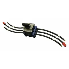 Unit-mounted rotary disconnect switch for electric wall and ceiling heaters. Rated 80A at 600V AC, supports 1 or 3-phase operation. Includes knob. Fits heaters rated 25 kW to 50 kW.