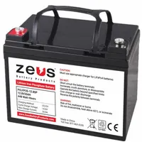 ZEUS BATTERY PRODUCTS Rechargeable Batteries: 12.8V DC, 35 Ah Capacity, 7.64 in Ht, 5.2 in Wd, M6 (MPN PCLFP35-12.8SP)