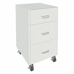 This steel mobile cabinet features three drawers and no doors, with overall dimensions of 24 inches wide, 22 inches deep, and 32-1/8 inches high. Designed for organized storage and transport of tools, parts, and equipment in industrial workshops and maintenance facilities.