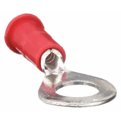 3M Ring Terminal: Red, Vinyl Insulation, 1/4 in Stud Size, 22 AWG to 18 AWG Wire Sizes - Insulated Ring Terminals