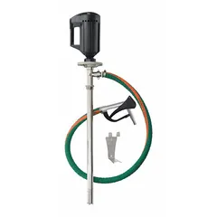 This Dayton centrifugal electric drum pump is designed for transferring fluids from drums or containers. It features a 1 1/3 hp motor, 220 V AC power, and an 18 gpm flow rate. The stainless steel suction tube resists corrosion from many non-corrosive liquids. The pump includes a hose and nozzle for convenient dispensing.