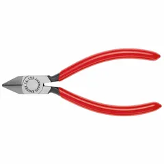 Manual diagonal-cutting pliers with straight, oval jaws. Overall length 5 in, jaw length 7/8 in, jaw width 5/8 in. Designed for cutting soft wire in electrical, machining, and general industrial applications.