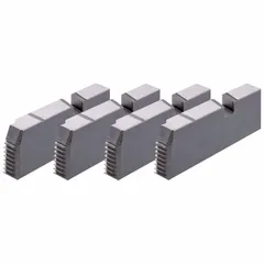 Set of four NPT pipe dies for threading conduit from 1/2 in to 3/4 in with right-hand operation. Designed for use with Rothenberger Auto Opening Heads. Suitable for threading electrical conduit and general pipe threading applications.