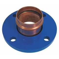 Copper press-fit flange for connecting 2-1/2 in CTS copper tubing to 2-1/2 in pipe flanged equipment. Used in plumbing and HVAC systems to join tubing to flanged components without soldering.