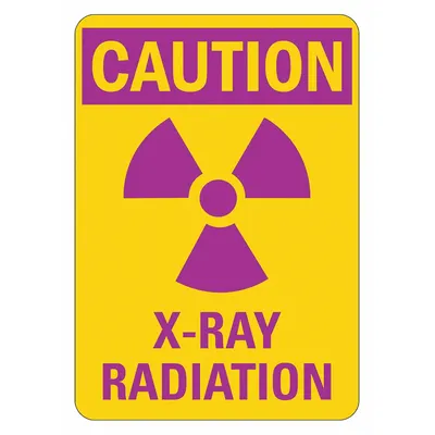 LYLE Radiation Sign: Aluminum, Mounting Holes Sign Mounting - Caution: X-Ray Radiation Signs