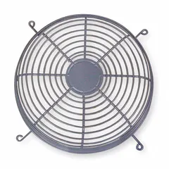This OSHA fan guard is constructed of metal wire with a dark gray finish. It measures 28-3/8 inches in diameter and 7-3/8 inches in depth. Designed for use with hydronic wall and ceiling unit heaters, it helps protect personnel from moving fan blades.