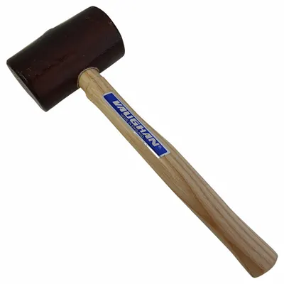 VAUGHAN Rawhide Mallet: Wood Handle, 24 oz Head Wt, 2 3/4 in Dia, 5 in Head Lg - Rawhide Mallets