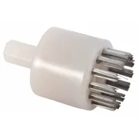 Battery brush with polycarbonate head and plastic handle for cleaning battery connections. Used to remove corrosion and buildup from terminals in automotive and industrial battery maintenance