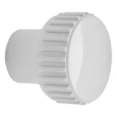 This ELESA cabinet knob is made of glossy thermoplastic with a round grip shape and a 1 7/32 in grip diameter. It is designed for use on cabinet doors and drawers in industrial enclosures, control panels, and machinery. Hardware is not included.