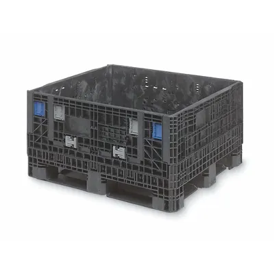 ORBIS Collapsible Bulk Container: 27.9 cu ft, 48 in x 40 in x 34 in, Lid Not Included - Collapsible Plastic Bulk Containers
