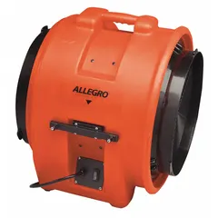 ALLEGRO 9553 is a 115 V AC axial blower for confined space ventilation. It features a 1 hp motor delivering 3450 RPM and a 16 in duct diameter. Supplied as blower only, it is used to supply fresh air or exhaust fumes from tanks, vaults, and other enclosed areas.