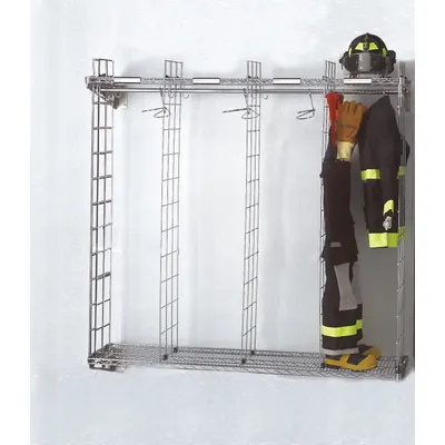 GROVES Turnout Gear Storage Rack: Wall Mount, 1 Sides, 6 Compartments, Zinc Chromate - Wall-Mount Turnout Gear Racks