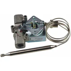Gas thermostat for regulating gas-fired heating equipment. Used as a replacement control in HVACR systems for furnaces, boilers, and unit heaters.