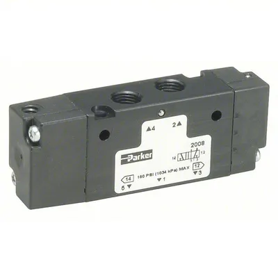 PARKER Pilot Air Control Valve: Three-Way / Two-Position, B5, Remote Pilot, Spool - Parker B Series Pilot-Operated Inline Air Control Valves