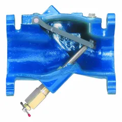 This ductile iron inline swing check valve features a standard inline valve body type with a 3-inch pipe size. It is designed for use in water and wastewater systems to prevent reverse flow in piping applications.