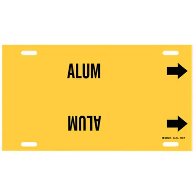 BRADY Pipe Marker: Alum, Yellow, Black, Fits 6 to 7 7/8 in Pipe O.D., 1 Pipe Markers - Alum Strap-On Pipe Markers