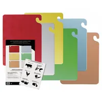 SAN JAMAR Cutting Board Set: 18 in Overall Lg, 12 in Overall Wd, Blue/Brown/Green/Red/White/Yellow (MPN CB1218KC)