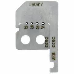 Steel replacement blades with 1 2/5 in overall length, designed for stripping insulation from solid wire. Compatible with IDEAL strippers models 45-637 and 10F580. Suitable for electrical maintenance and wiring tasks requiring precise cuts.