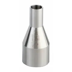 This 316L stainless steel concentric reducer connects 3 in OD and 1 1/2 in OD tubing in sanitary systems. Designed for weld installation, it meets ASME BPE standards for use in hygienic process lines requiring corrosion resistance.