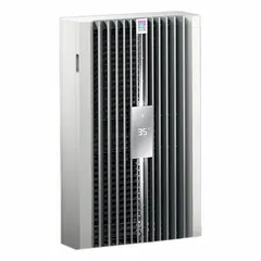 This wall-mount air conditioner provides 1,774 BtuH cooling capacity for electrical enclosures. It operates on 110-240 V and is rated NEMA 12/3R for weather resistance. Suitable for industrial environments requiring enclosure temperature control.
