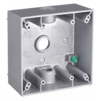 BELL Electrical Box: Aluminum, Square, 2 Gangs, 1/2 in Hub Size, 32 cu in Capacity, Gray (MPN 5333-0)