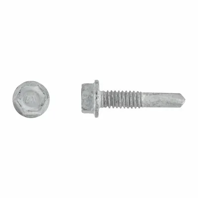 ITW BUILDEX Self-Drilling Screw: 1/4 in Size, 1 1/2 in Lg, Steel, Climaseal, Hex Washer - Metal-to-Metal-Joining Self-Drilling Screws