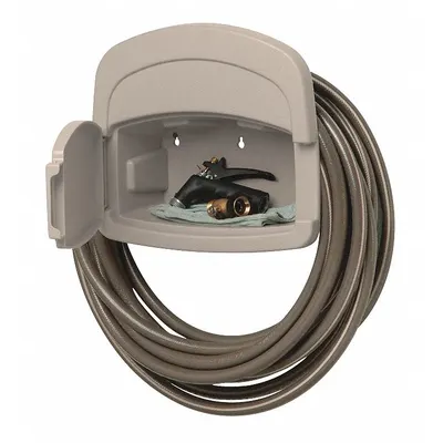 SUNCAST Garden Hose Hanger: 150 ft (5/8 in I.D.), Resin, Taupe - Plastic Wall-Mount Garden Hose Hangers