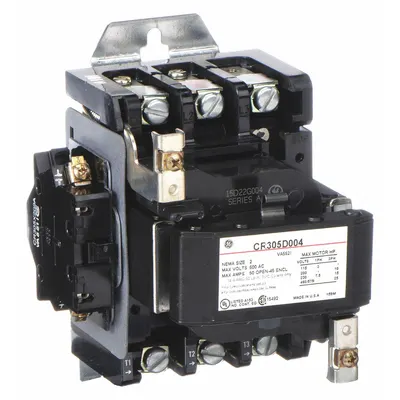 GE CR305D004 Non-Reversing NEMA Contactor, 3 Poles, Size 2, 45 A, 480V AC - Non-Reversing NEMA Contactors