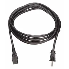 This 15 ft power cord connects electronic equipment with a C13 inlet to a standard 5-15P wall outlet. It features a PVC jacket, SJT cord type, and 3/14 conductor configuration, rated for 15 A current. Suitable for computers, monitors, printers, and other office or IT devices.